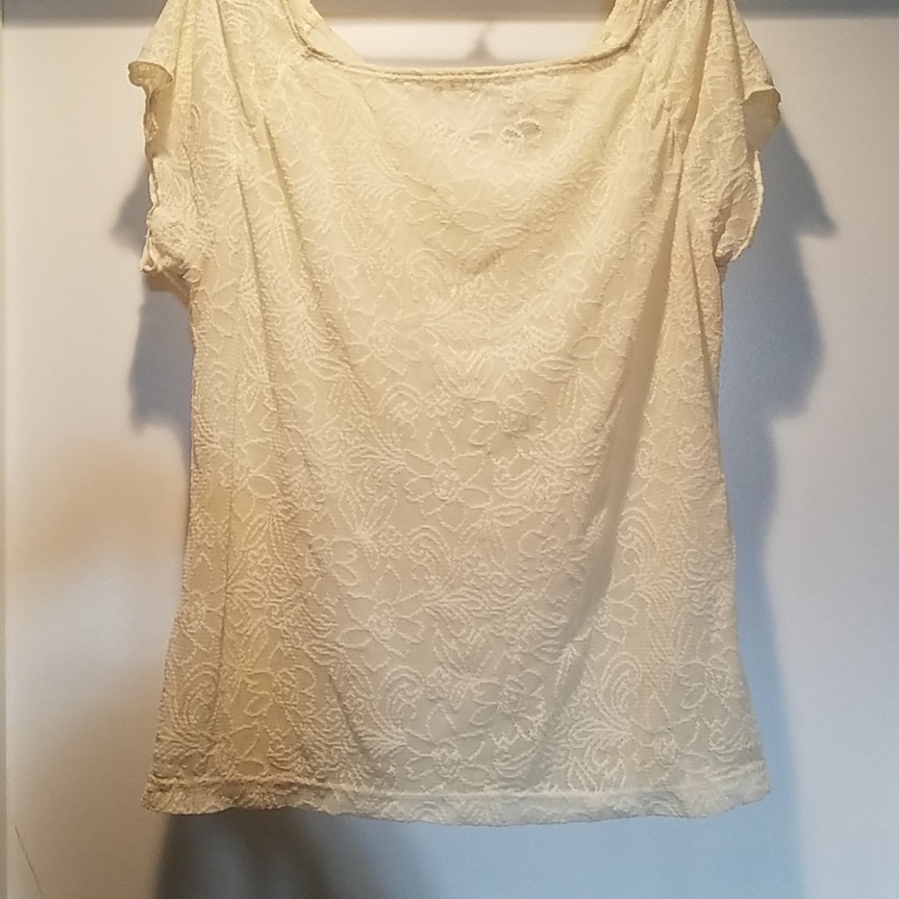 Ivory lace look delicate shirt